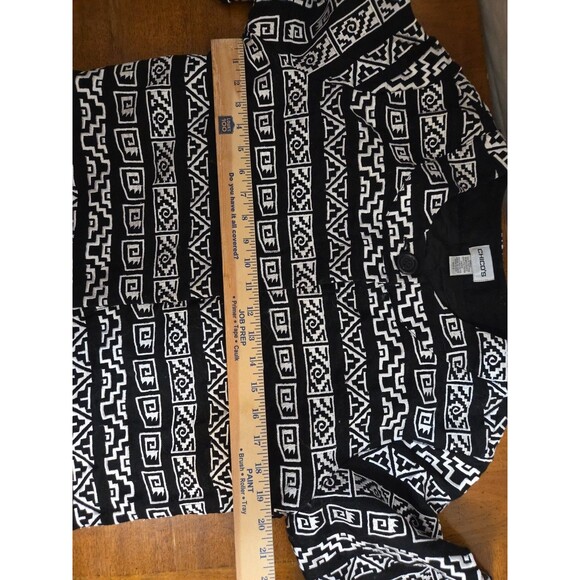 Chico's Black/White Patterned Blazer Women's Size 2 US Size Large Stretch - Picture 5 of 9